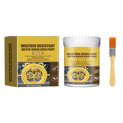 🎨 LIMITED-TIME 50% OFF! ✨ Weather Resistant Gold Paint – Metallic Shine, Water-Based, Outdoor-Safe 🌧️