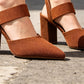 Pointed Toe Block Heel Slingback Pumps