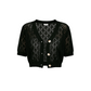 🌞 LIMITED-TIME 50% OFF! ✨ V-Neck Button Down Crop Top Sweater – Breathable Crochet, Hollow-Out Knit, Versatile Styling 🌸