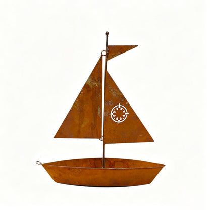 ⛵ LIMITED-TIME 50% OFF! ✨ Rustic Sailboat Metal Planter – Handcrafted Iron, Weather-Resistant, Unique Decor 🌿