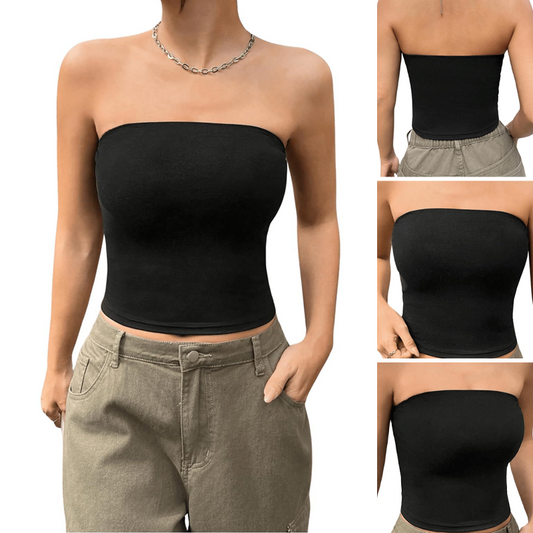 👚 LIMITED-TIME 50% OFF! ✨ Women’s Strapless Tube Top – Smooth Solid Fabric, Stretchy Fit, Wardrobe Essential 🌷