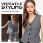 👔 LIMITED-TIME 50% OFF! ✨ Women's V-Neck Button Vest – Figure-Sculpting, Lightweight, Versatile 🍂