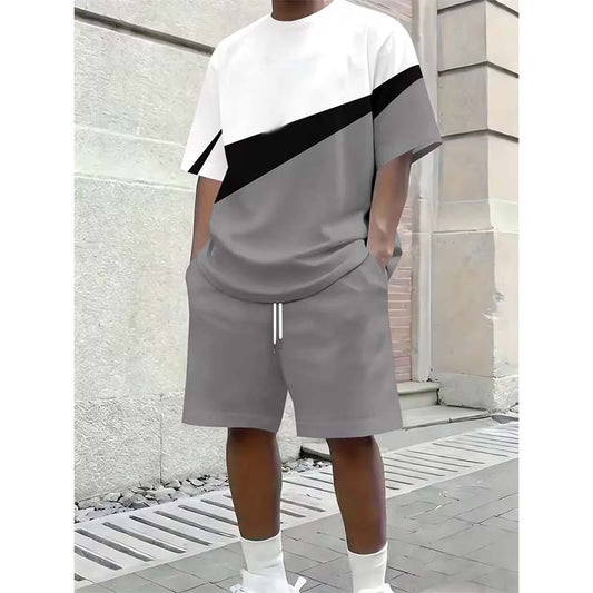 👕 LIMITED-TIME 50% OFF! ✨ Men's Color Block T-Shirt & Shorts Set – Sporty, Breathable, Modern 🏃
