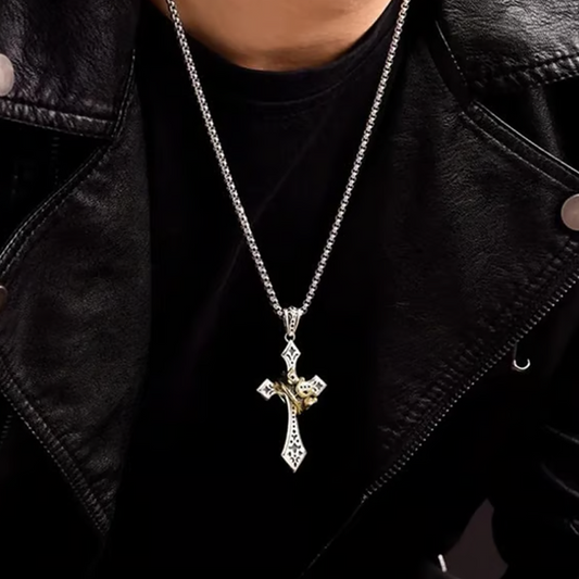 ⛪ LIMITED-TIME 50% OFF! ✨ Vintage Crown Cross Necklace – Titanium, Hypoallergenic, Meaningful ✝️