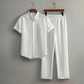 👔 LIMITED-TIME 50% OFF! ✨ Men's Textured 2-Piece Shirt & Pants Set – Breathable, Stand Collar, Elastic Waist 🌿