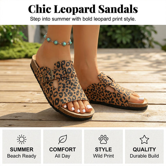👡 LIMITED-TIME 50% OFF! ✨ Leopard Print Platform Slippers – Buckle, 3cm Heel, Anti-Slip 🐆