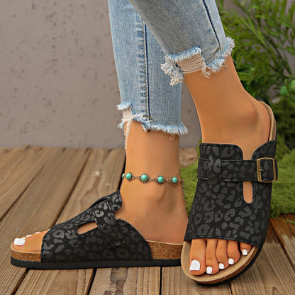 👡 LIMITED-TIME 50% OFF! ✨ Leopard Print Platform Slippers – Buckle, 3cm Heel, Anti-Slip 🐆