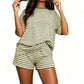 🏝️ LIMITED-TIME 50% OFF! ✨ Women's Oversized Striped T-Shirt & Shorts Set – Lounge, Casual, Cool 😎
