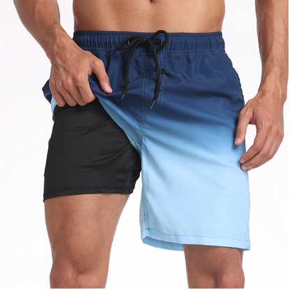 🩳 LIMITED-TIME 50% OFF! ✨ Men's 2-in-1 Quick-Dry Shorts – Beach, Swim, Gradient 🏄