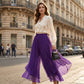 👖 LIMITED-TIME 50% OFF! ✨ Women's Asymmetrical Chiffon Pants – Wide-Leg, Mesh Overlay, Elegant 🌸