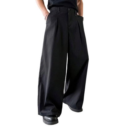 👔 LIMITED-TIME 50% OFF! ✨ Men's Wide-Leg Suit Pants – Premium Drape, Tailored Pleats, Black 🤵
