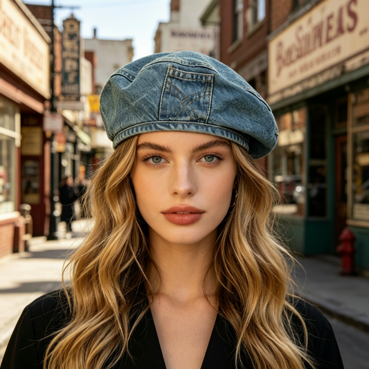 🎩 LIMITED-TIME 50% OFF! ✨ Women's Vintage Denim Beret – Lightweight, 3 Colors, Pocket Detail 🍂