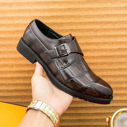 👞 LIMITED-TIME 50% OFF! ✨ Men's Single-Buckle Dress Shoes – Faux Leather, Anti-Slip, 3 Colors 🤵