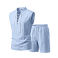 🧵 LIMITED-TIME 50% OFF! ✨ Men's Linen Sleeveless Set – Top & Shorts, Lace-Up, 7 Colors ☀️