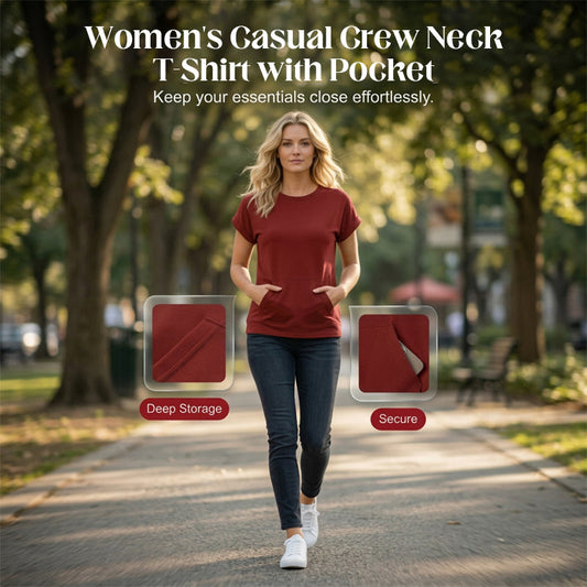 👕 LIMITED-TIME 50% OFF! ✨ Women's Crew Neck Pocket T-Shirt – Casual, Comfortable, Versatile ☀️