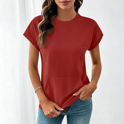 👕 LIMITED-TIME 50% OFF! ✨ Women's Crew Neck Pocket T-Shirt – Casual, Comfortable, Versatile ☀️