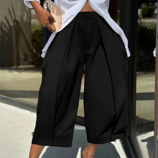 👖 LIMITED-TIME 50% OFF! ✨ Women's Pleated Wide-Leg Pants – Cropped, Elastic Waist, 7 Colors 🍁