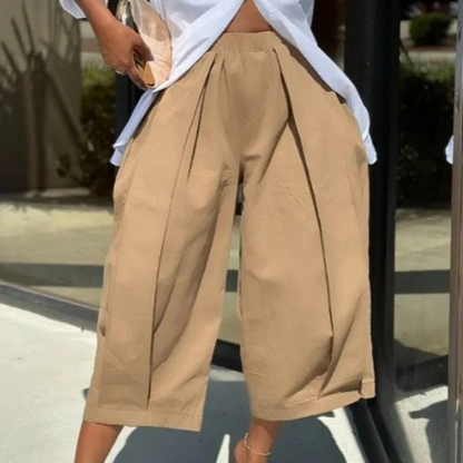 👖 LIMITED-TIME 50% OFF! ✨ Women's Pleated Wide-Leg Pants – Cropped, Elastic Waist, 7 Colors 🍁