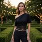 👕 LIMITED-TIME 50% OFF! ✨ Women's One-Shoulder Lace Top – Patchwork, Draped Fit, 3 Colors 🌹