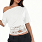 👕 LIMITED-TIME 50% OFF! ✨ Women's One-Shoulder Lace Top – Patchwork, Draped Fit, 3 Colors 🌹