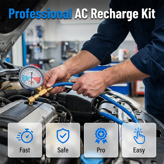 🔧 LIMITED-TIME 50% OFF! ✨ R134a AC Charging Hose with Gauge – 0-350 PSI, 13mm Coupler, Blue 🚗