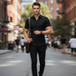 👔 LIMITED-TIME 50% OFF! ✨ Men's Textured Black Shirt – Diamond Pattern, Athletic Fit, 8 Sizes 🍁