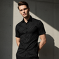 👔 LIMITED-TIME 50% OFF! ✨ Men's Textured Black Shirt – Diamond Pattern, Athletic Fit, 8 Sizes 🍁
