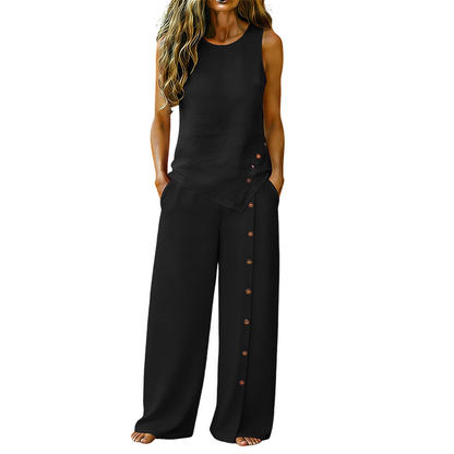 👕 LIMITED-TIME 50% OFF! ✨ Women's 2-Piece Set – Sleeveless Top, Wide-Leg Pants, 8 Colors 🌿
