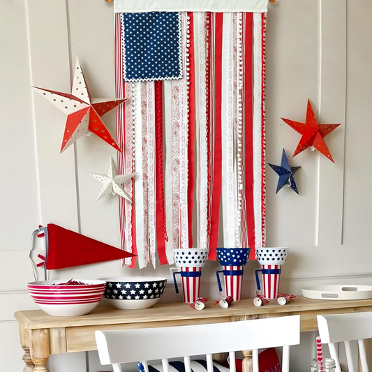 🏡 LIMITED-TIME 50% OFF! ✨ Rustic Patriotic Fabric Flag – 50x27 in, Handcrafted, Home Decor 🇺🇸