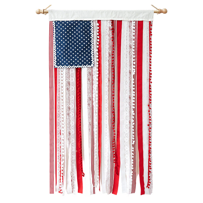 🏡 LIMITED-TIME 50% OFF! ✨ Rustic Patriotic Fabric Flag – 50x27 in, Handcrafted, Home Decor 🇺🇸