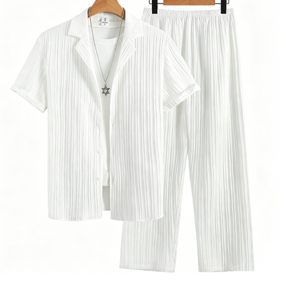 👔 LIMITED-TIME 50% OFF! ✨ Men's Ribbed Set – Shirt & Pants, 2 Colors, S-2XL 🌴