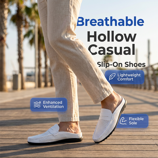 👞 LIMITED-TIME 50% OFF! 🌊 Men's Breathable Slip-On Casual Loafers – Perforated Upper, Flexible Sole, Backless Design ✨