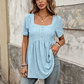 🚀 LIMITED-TIME 50% OFF! ✨ Women‘s Square Neck Babydoll Tunic Top – Eyelet Embroidery, Flowy Silhouette, Button Front Detail 🌸