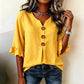 👚 LIMITED-TIME 50% OFF! ✨ Women's V-Neck Ruffle Sleeve Blouse with Wooden Buttons – Bohemian, Flowy, Romantic 🍃