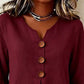 👚 LIMITED-TIME 50% OFF! ✨ Women's V-Neck Ruffle Sleeve Blouse with Wooden Buttons – Bohemian, Flowy, Romantic 🍃