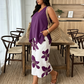 🌸 LIMITED-TIME 50% OFF! ✨ Women's Asymmetrical Top & Floral Print Capri Pants Set – Versatile, Vibrant, Comfortable 🌺