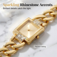 ⌚ LIMITED-TIME 50% OFF! ✨ Square Dial Bracelet Watch for Women with Rhinestones – Chunky Chain-Link, Elegant, Sparkling Accents 💫
