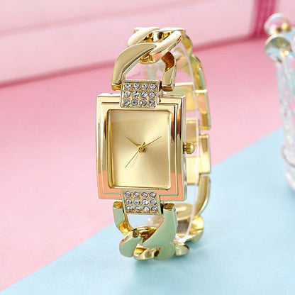 ⌚ LIMITED-TIME 50% OFF! ✨ Square Dial Bracelet Watch for Women with Rhinestones – Chunky Chain-Link, Elegant, Sparkling Accents 💫