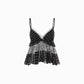 👗 LIMITED-TIME 50% OFF! 🌸 Ruffled Lace Trim Camisole Top – A-Line Silhouette, Mesh Fabric, Feminine Allure ✨