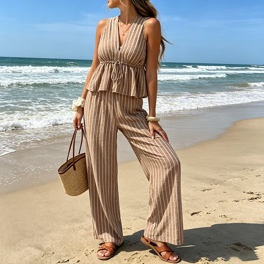 👗 LIMITED-TIME 50% OFF! ✨ Women's Striped 2-Piece Set – Chic, Flowy, Versatile 🍂