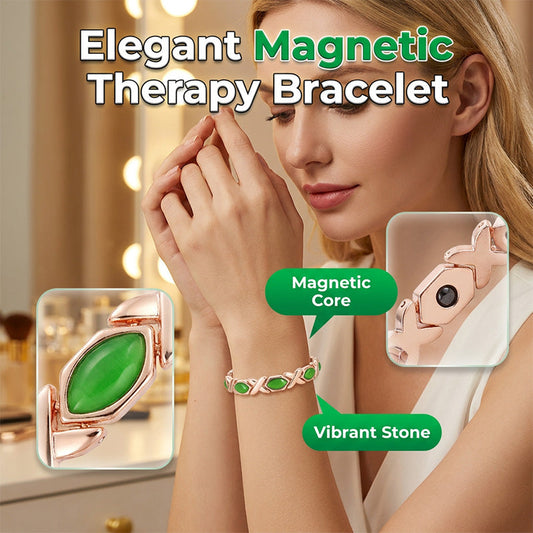 ✨ LIMITED-TIME 50% OFF! ✨ Magnetic Cross & Cat's Eye Bracelet – Elegant, Adjustable, Rose Gold 💚
