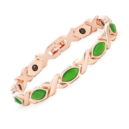 ✨ LIMITED-TIME 50% OFF! ✨ Magnetic Cross & Cat's Eye Bracelet – Elegant, Adjustable, Rose Gold 💚
