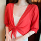 🦋 LIMITED-TIME 50% OFF! ✨ Women's Chiffon Tie-Front Top – Sheer, Cropped, Elegant 🍃