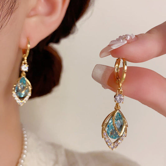 💎 LIMITED-TIME 50% OFF! ✨ Sky Blue Drop Hoop Earrings – Art-Deco, Rhinestone, Elegant 🌌
