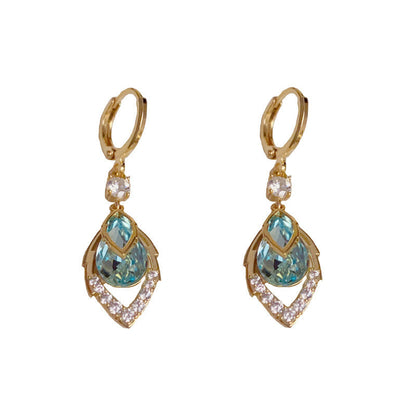 💎 LIMITED-TIME 50% OFF! ✨ Sky Blue Drop Hoop Earrings – Art-Deco, Rhinestone, Elegant 🌌
