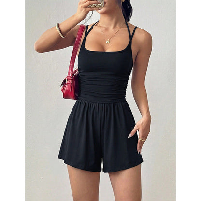 👒 LIMITED-TIME 50% OFF! ✨ Women's Spaghetti Strap Romper – Flowy, Low Back, Casual 🌞