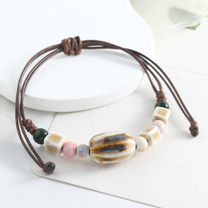 🌿 LIMITED-TIME 50% OFF! ✨ Adjustable Ceramic Beaded Bracelet – Ethnic, Boho, Sliding Knot 🔮