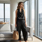 👗 LIMITED-TIME 50% OFF! ✨ Sleeveless Cowl Neck Jumpsuit – Halter, Wide-Leg, Elegant 🍷