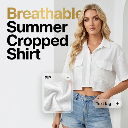 👕 LIMITED-TIME 50% OFF! ✨ Women's Cropped Shirt – Short Sleeve, Pocket, Versatile 🍂