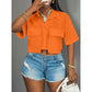 👕 LIMITED-TIME 50% OFF! ✨ Women's Cropped Shirt – Short Sleeve, Pocket, Versatile 🍂